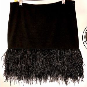 Ann Taylor Black Ostrich Feather Miniskirt, Size 8